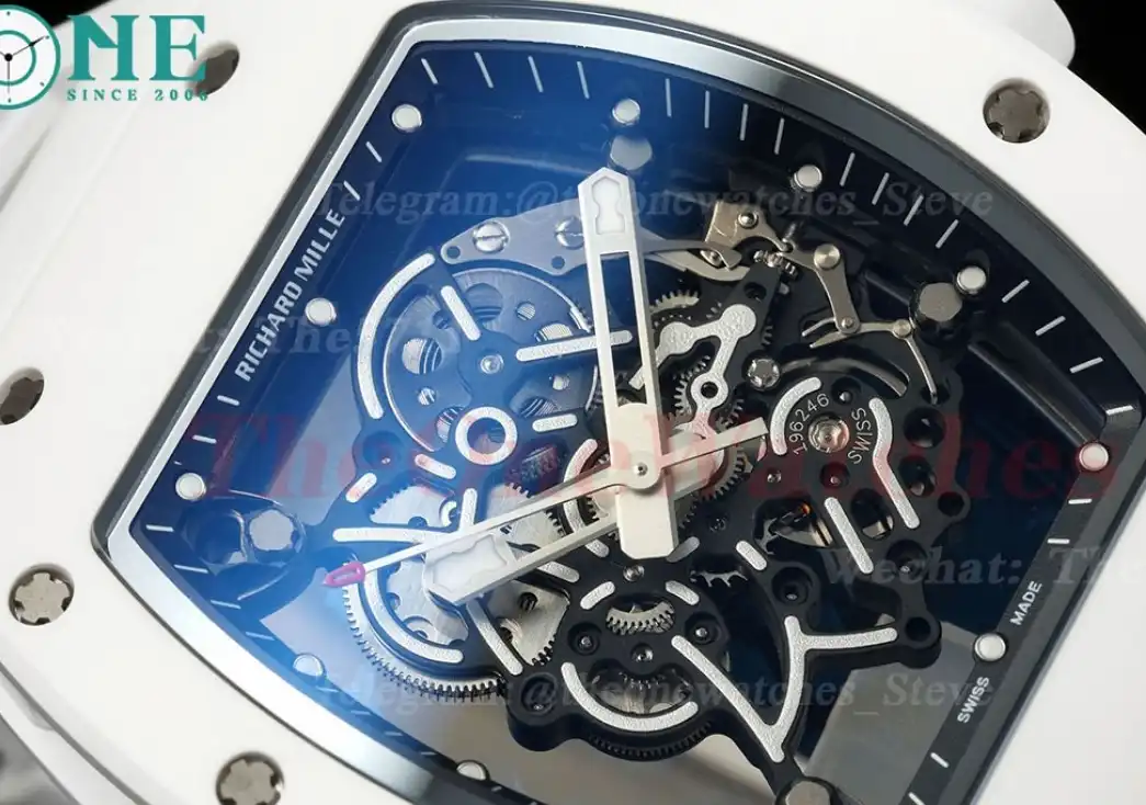 RM055 43mm White Cer RU Skeleton Dial ZF RMAL2 Super Clone