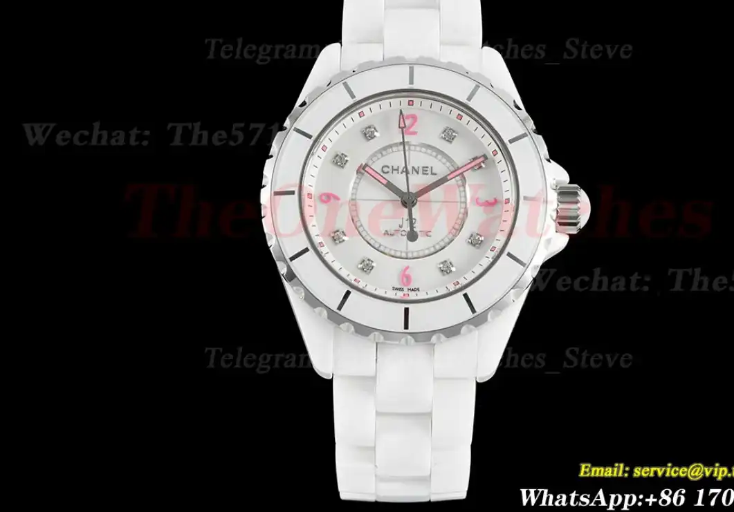 J12 38mm White Ceramic Cer White Pink HTF A2892