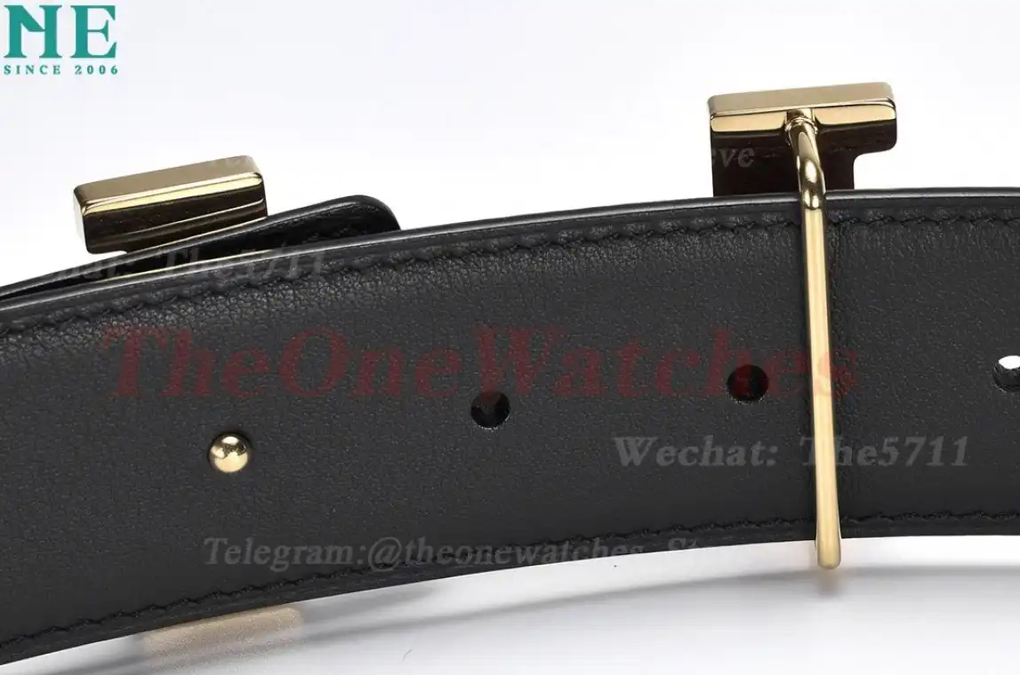 YG Hermes SS Buckle on Brownish Black Leather Belt 3.8cm