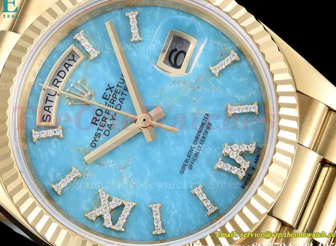 DayDate 36mm YG YG Flt Pres Turquoise Dial RAF A2836