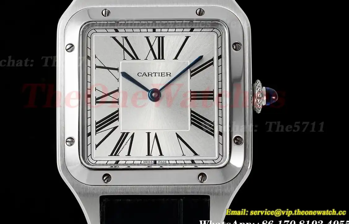 Santos Dumont Black Calf Leather SS LE Silver Dial AF Quartz