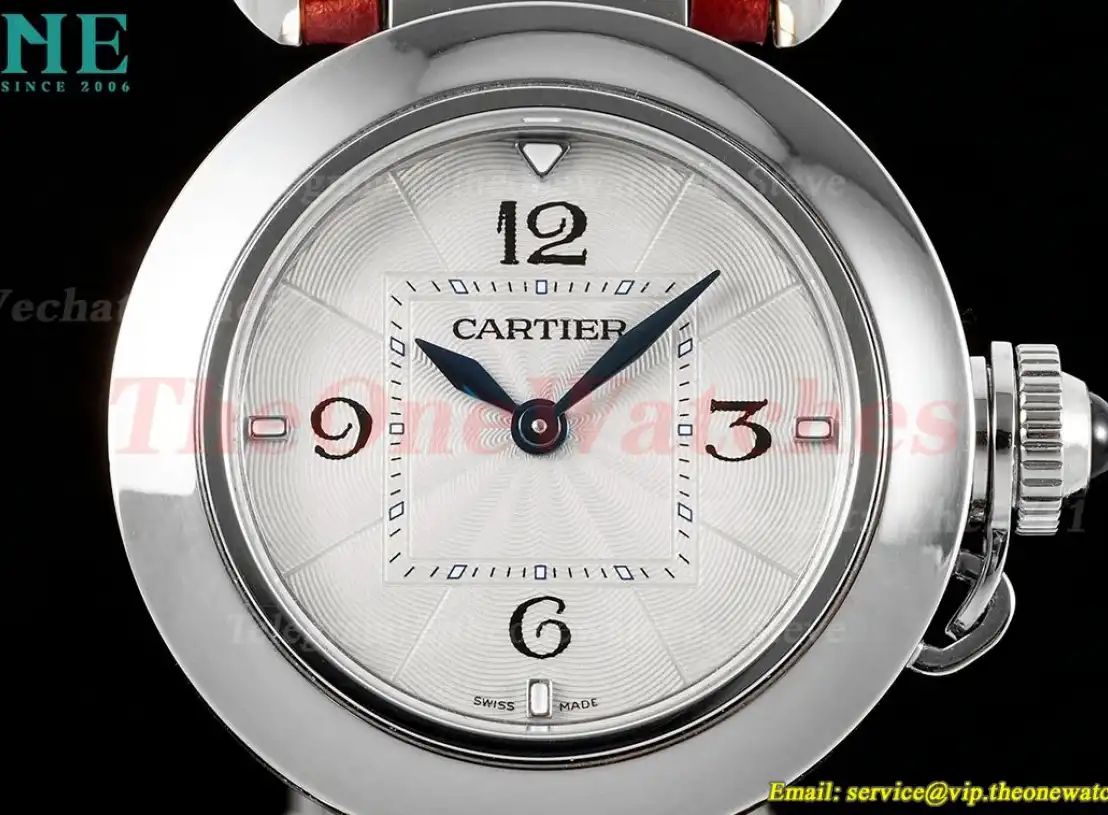 Pasha De Cartier Ladies 30mm Red SS LE White Dial AF Quartz