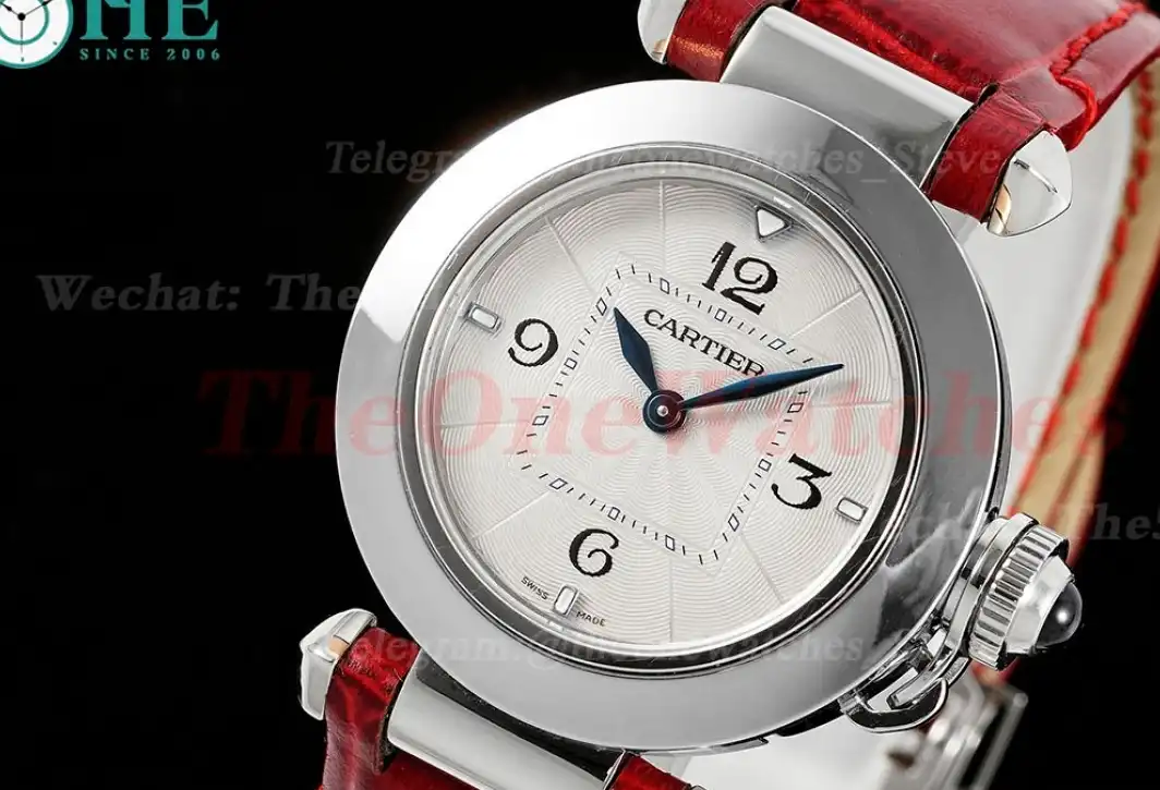 Pasha De Cartier Ladies 30mm Red SS LE White Dial AF Quartz