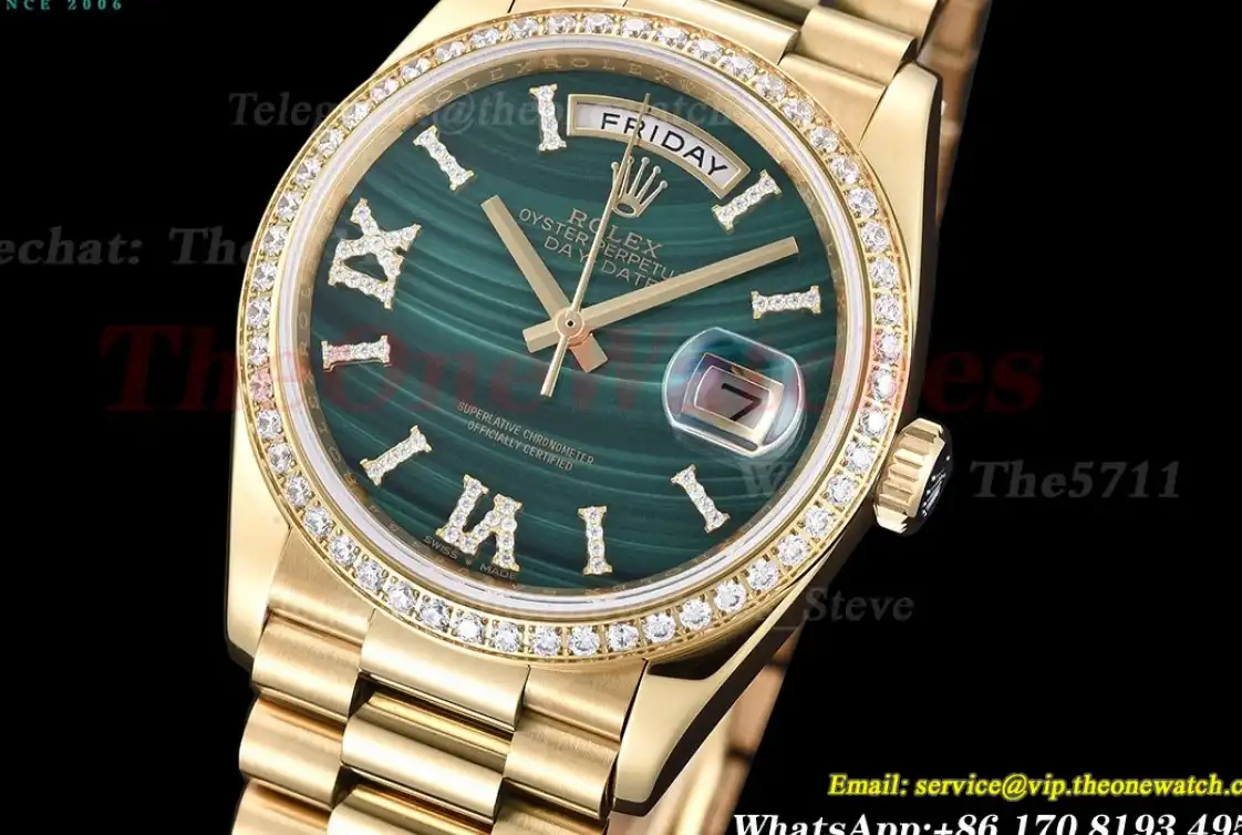 DayDate 36mm YG YG Dia Pres Malachite Dial RAF A2836