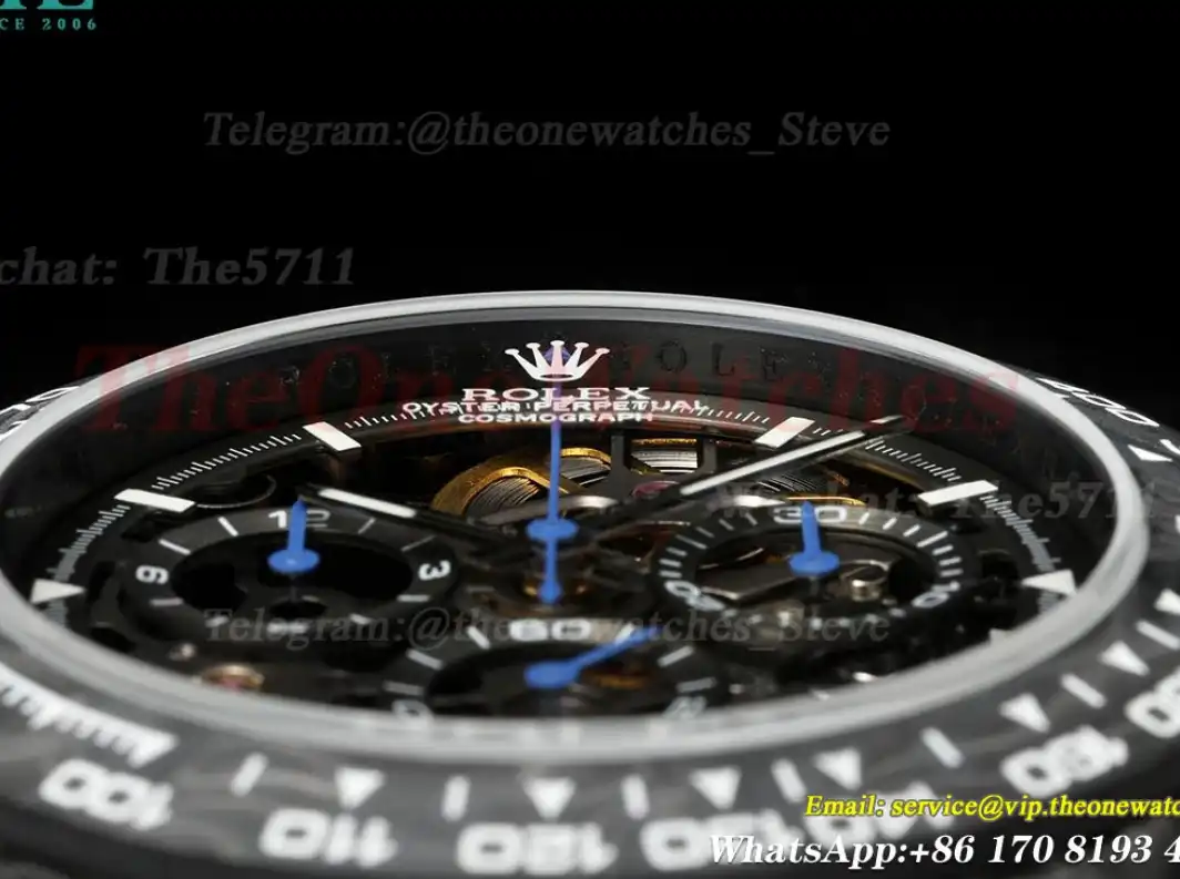 Daytona Diw 40mm Black Carbon NY Skeleton Dial N6F DD4801