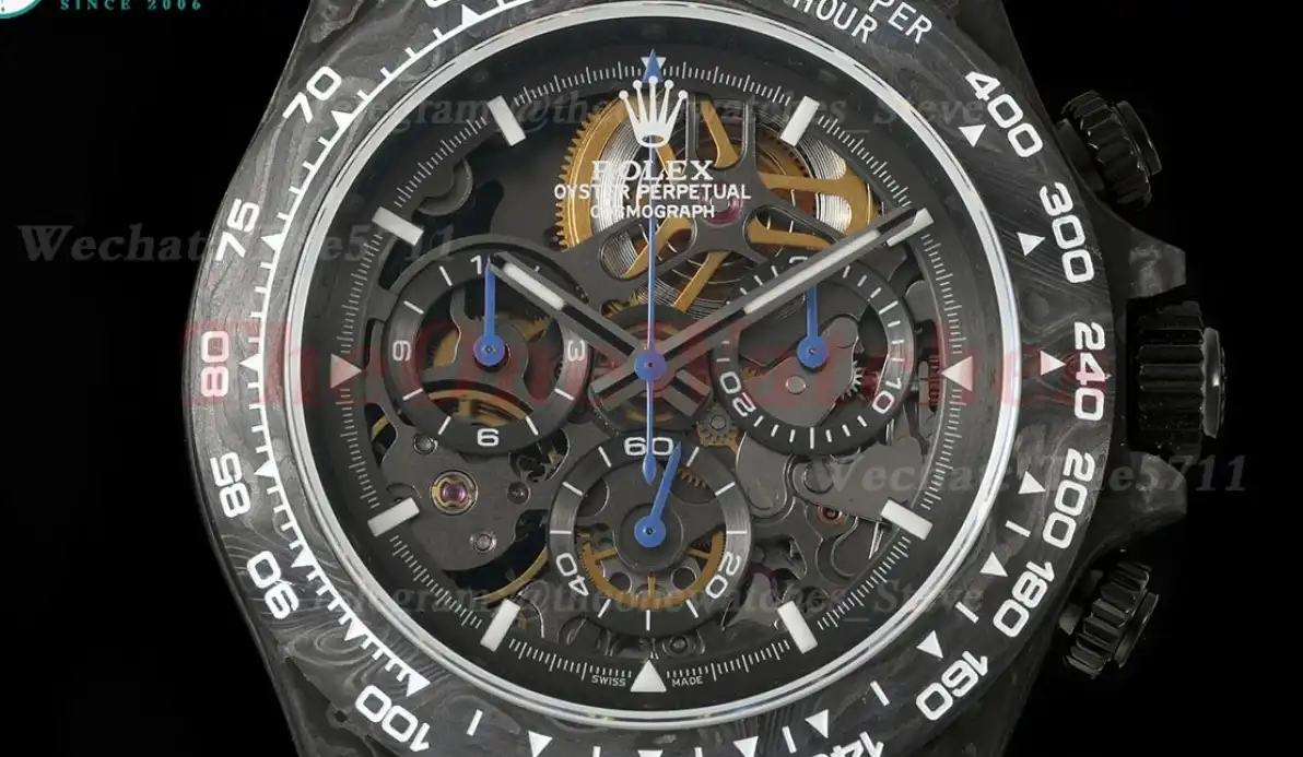 Daytona Diw 40mm Black Carbon NY Skeleton Dial N6F DD4801