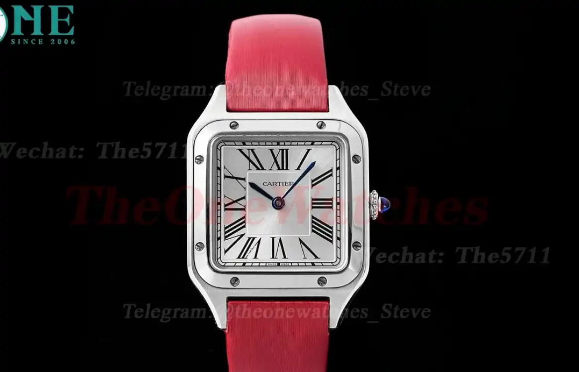 Santos Dumont Red SS SA Silver Dial AF Quartz