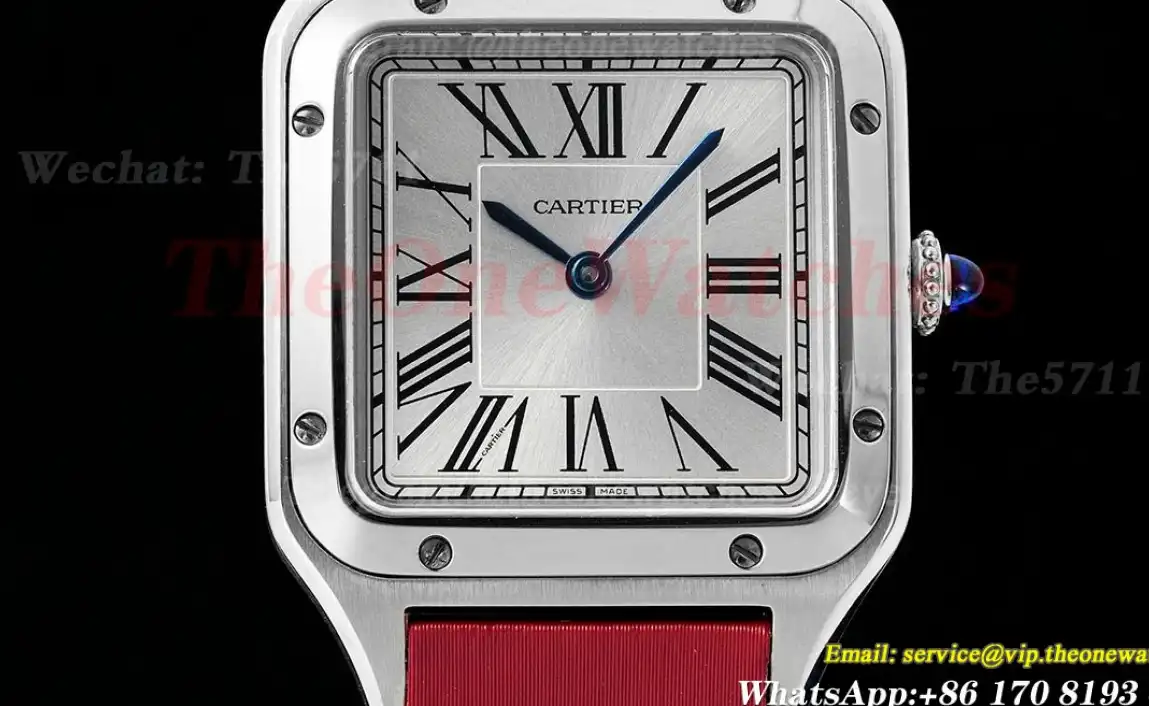 Santos Dumont Red SS SA Silver Dial AF Quartz