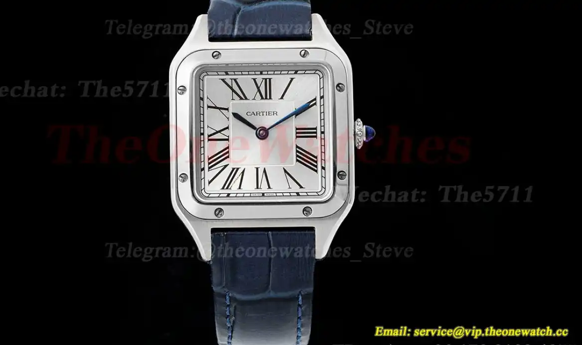 Santos Dumont Blue SS LE Silver Dial AF Quartz