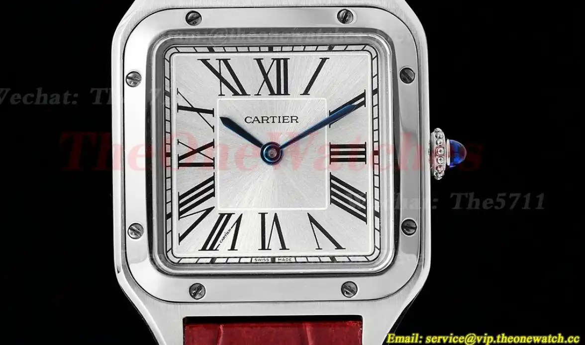 Santos Dumont Wine Red SS LE Silver Dial AF Quartz