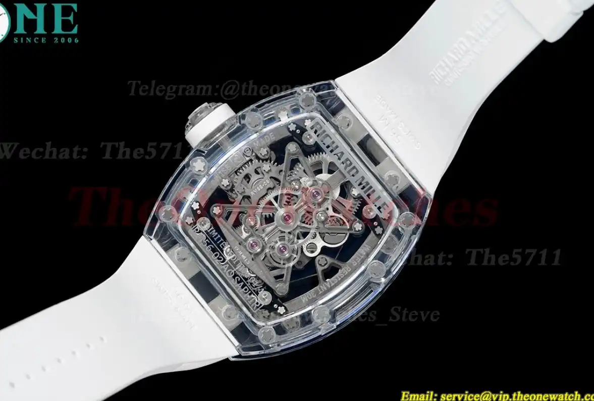 RM56-02 44mm RG Skeleton Dial on White Rubber Strap RMF Tourb