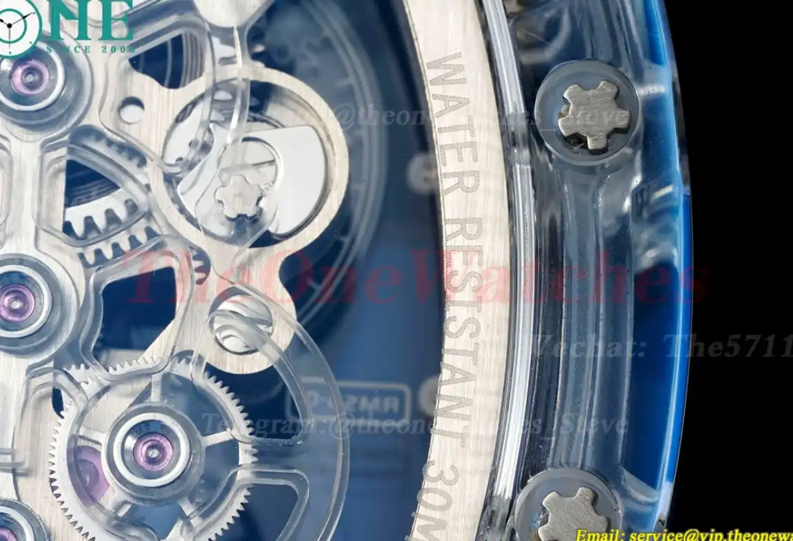 RM56-01 44mm Skeleton Dial on Blue Rubber Strap RMF Tourb