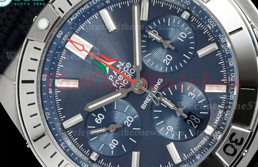 Chronomat B01 Frecce Tricolori 42MM Blue Dial on Rouleaux Rubber Strap TF A7750