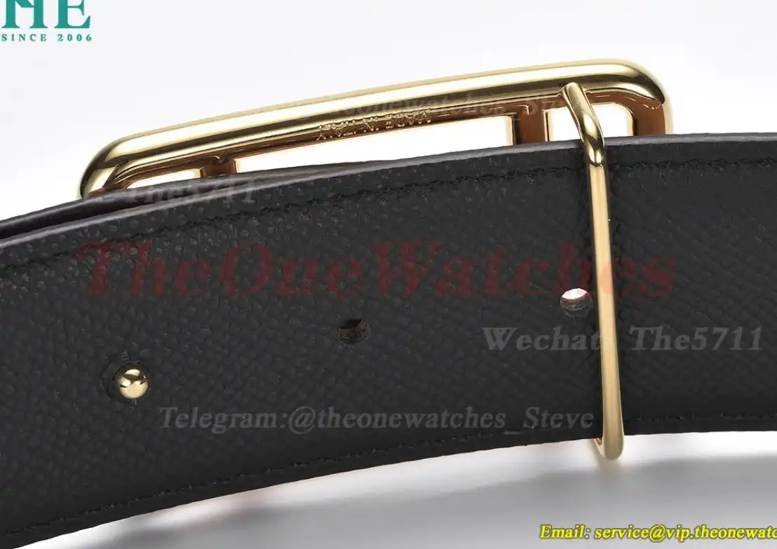 YG Hermes SS Buckle on Brown Black Leather Belt 3.8cm