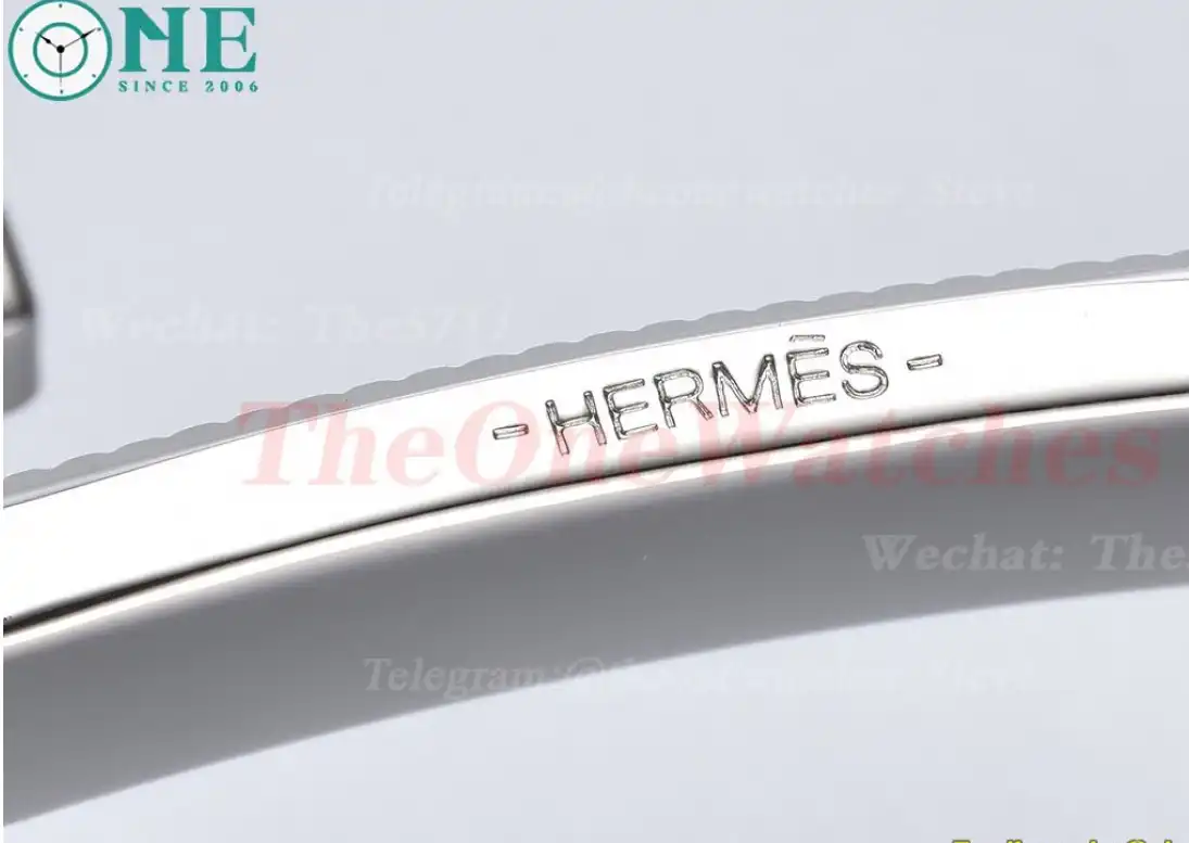 Silver Hermes SS Buckle on White Black Leather Belt 3.8cm