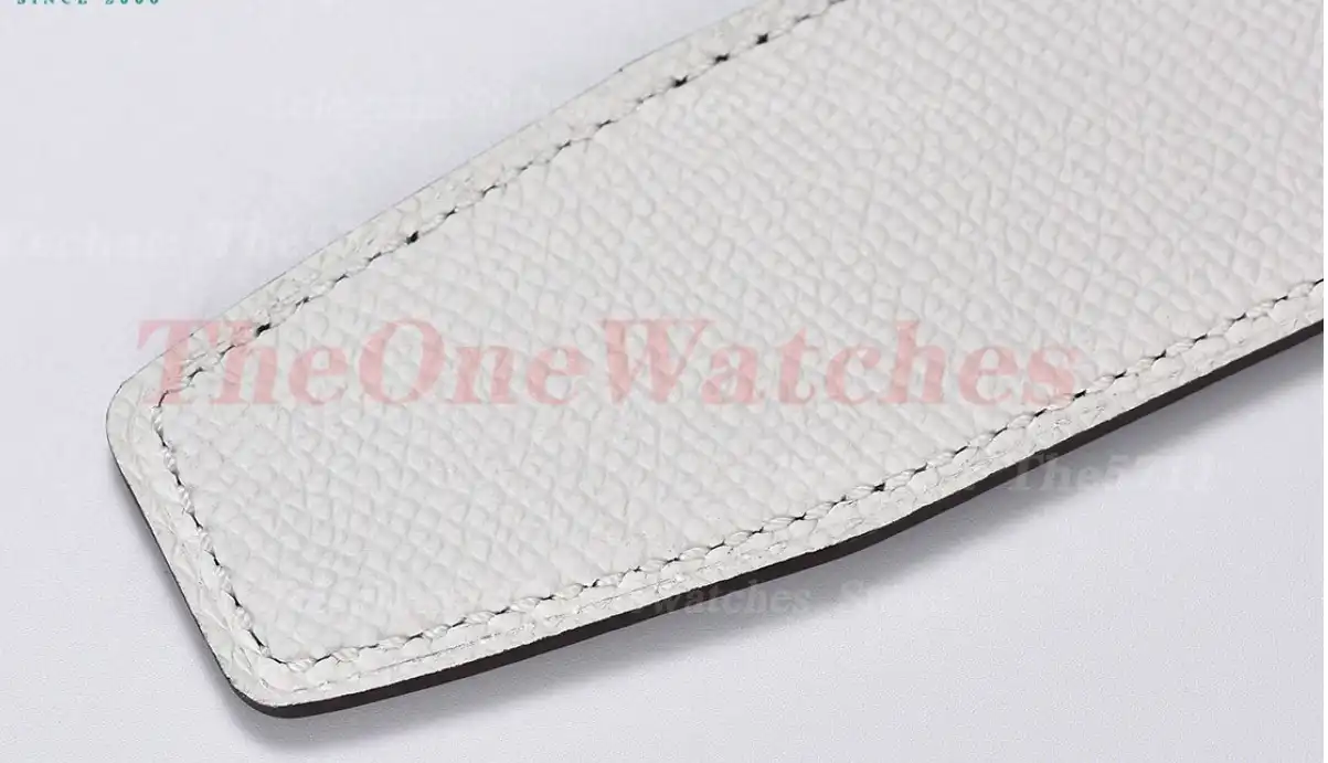 YG Hermes SS Buckle on White Black Leather Belt 3.8cm