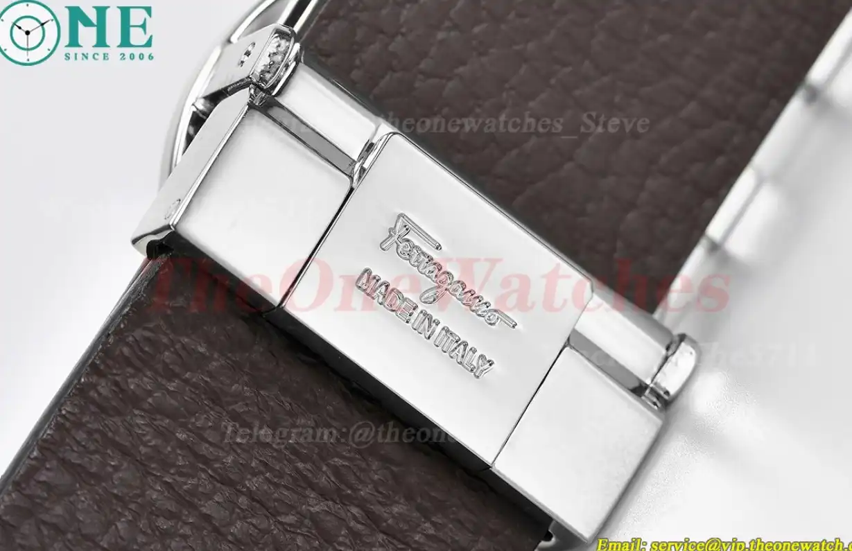 Silver Brass Buckle on Black Brownish Leather Belt 3.5cm