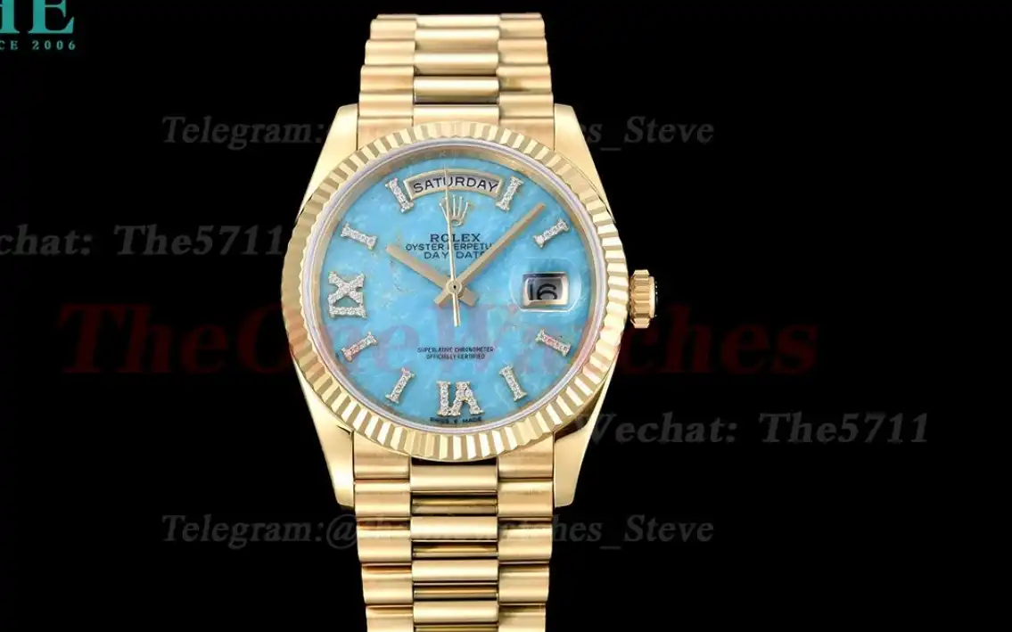 DayDate 36mm YG YG Flt Pres Turquoise Dial RAF A2836