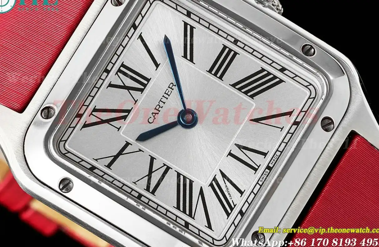 Santos Dumont Red SS SA Silver Dial AF Quartz