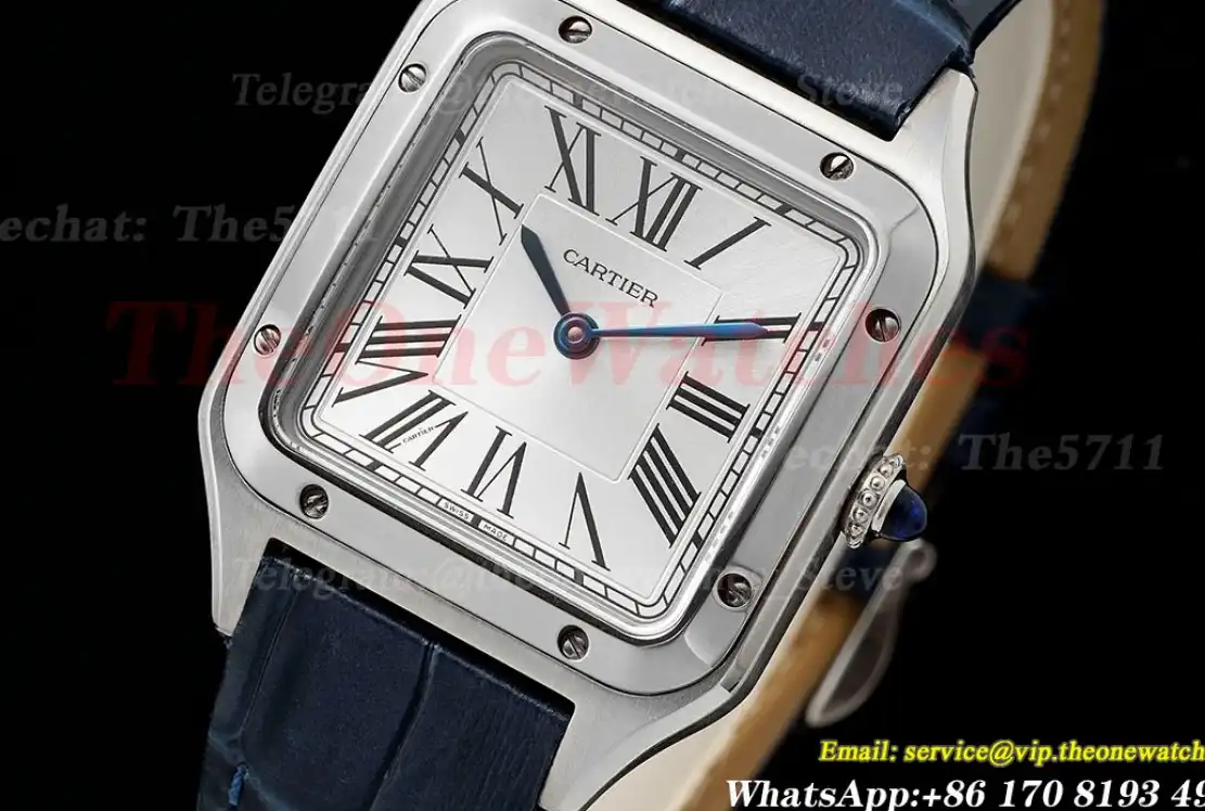 Santos Dumont Blue SS LE Silver Dial AF Quartz