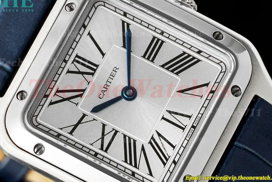 Santos Dumont Blue SS LE Silver Dial AF Quartz