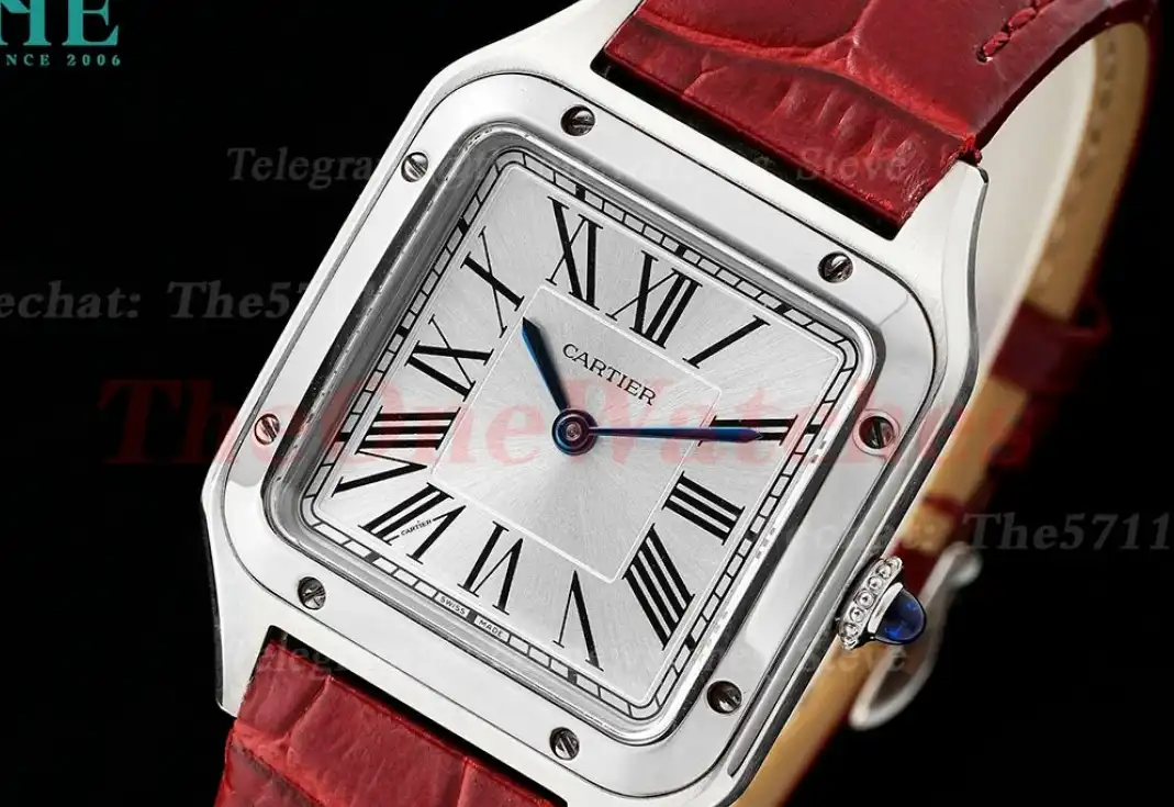 Santos Dumont Wine Red SS LE Silver Dial AF Quartz