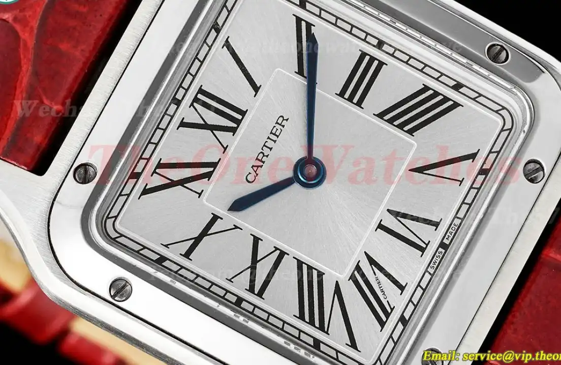 Santos Dumont Wine Red SS LE Silver Dial AF Quartz