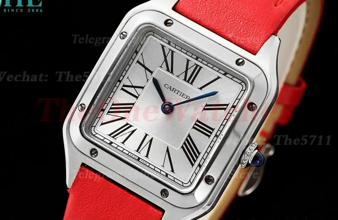 Santos Dumont Red SS LE Silver Dial AF Quartz