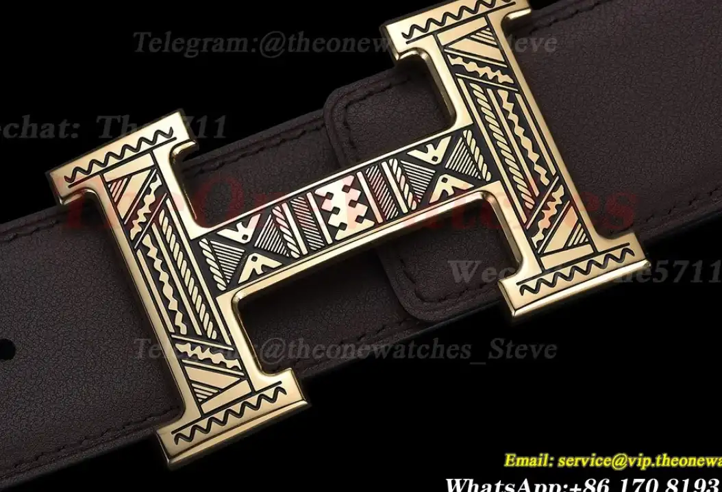 YG Hermes SS Buckle on Brown Leather Belt 3.8cm