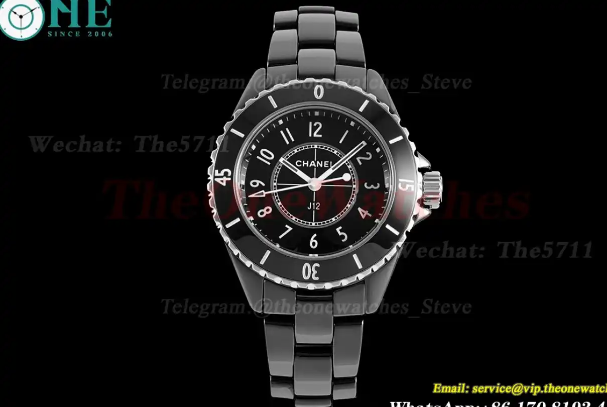 J12 33mm Black Ceramic Cer Black Wht HTF Quartz