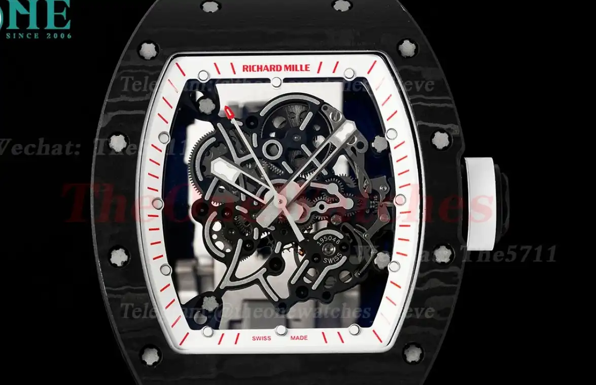 RM055 NTPT RU White Red Rehaut on White Rubber Strap ZF RMUL2 Super Clone