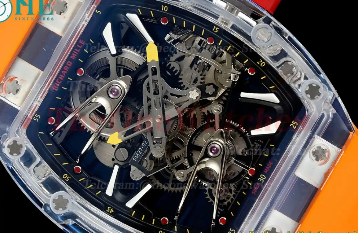 RM27-02 Skeleton Dial on Orange Rubber Strap RMF Tourbillon