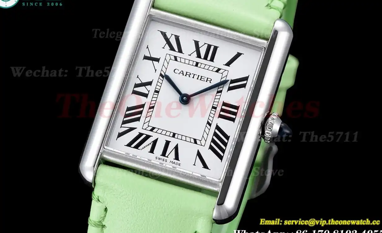 Tank Must SS LE White Dial On Bright Green Leather Strap K11F Quartz