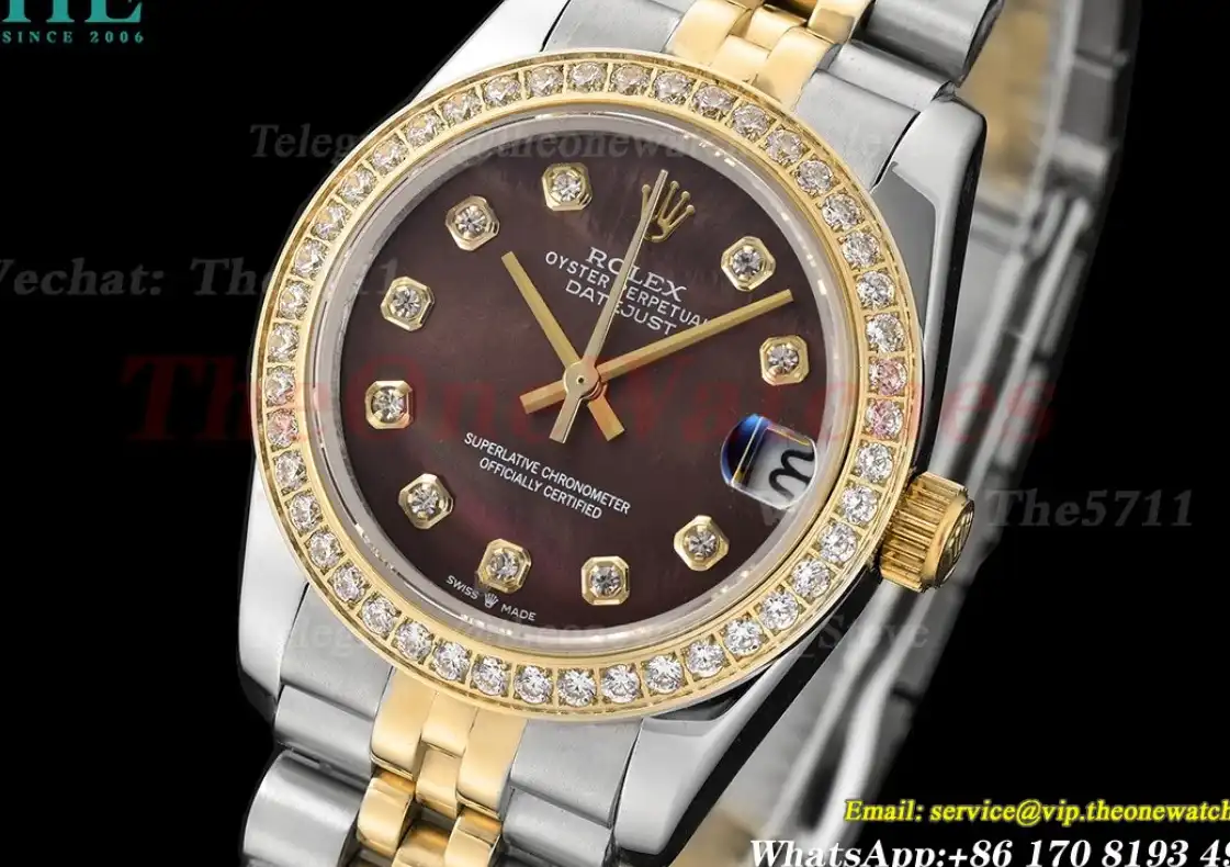 Datejust 28mm Dia YG SS Chocolate Dia GDF MY8215