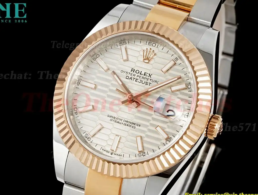 Datejust 126331 41mm Oys RG SS Silver Textured Dia EWEF A3235