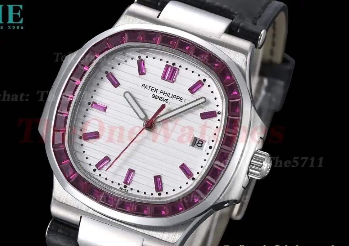 Nautilus Diamond 40mm SS LE Purple Dia White Dial GDF MY8215