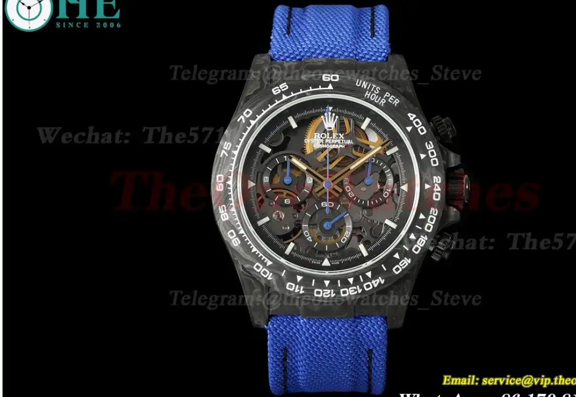 Daytona Diw 40mm Blue Carbon NY Skeleton Dial N6F DD4801