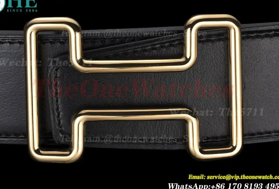 YG Hermes SS Buckle on Orange Leather Belt 3.8cm