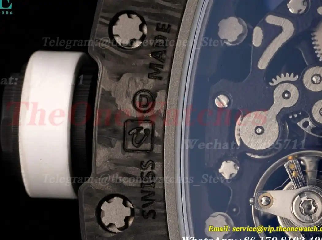 RM055 Real NTPT Skeleton White Dial On Black Rubber Strap YSF RMUL2