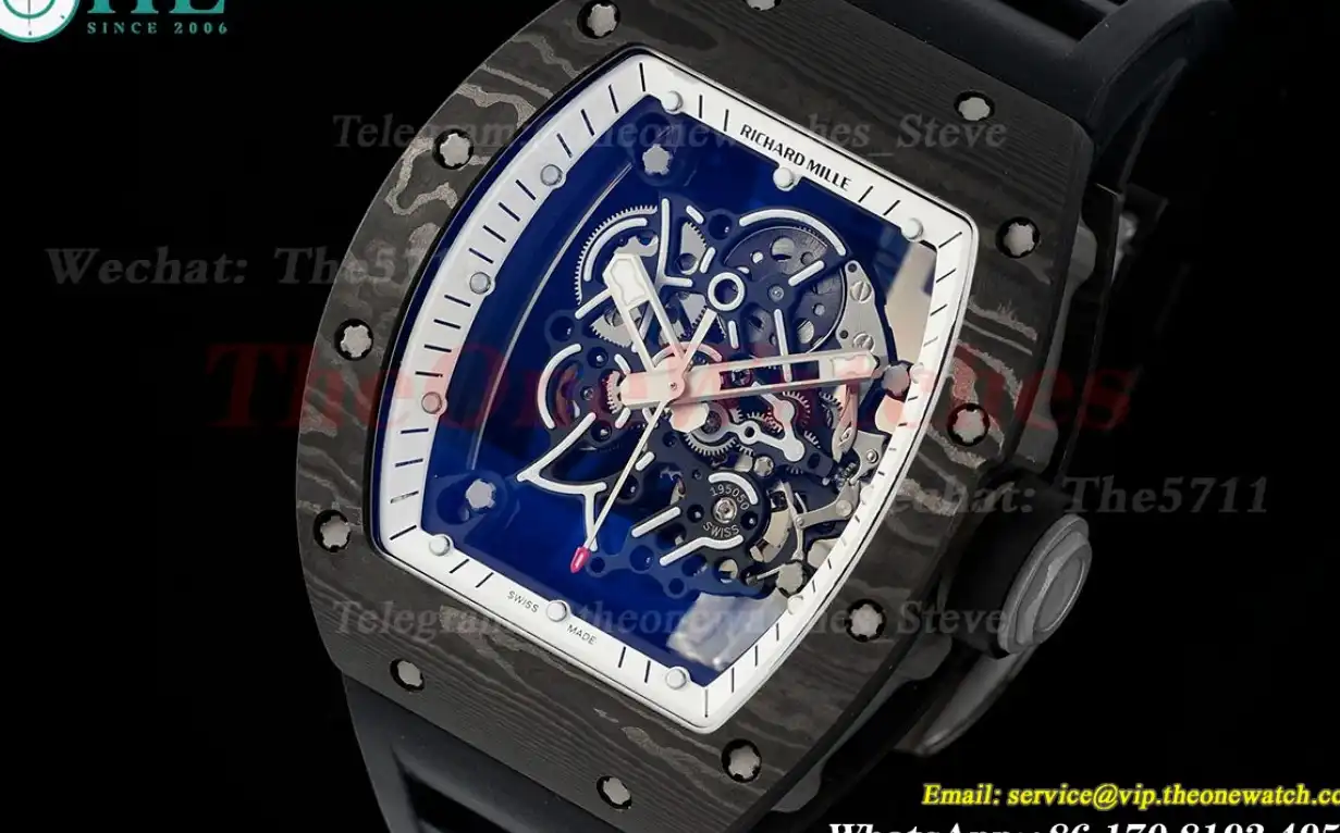 RM055 NTPT RU  White Blk Rehaut on Black Rubber Strap ZF RMUL2 Super Clone