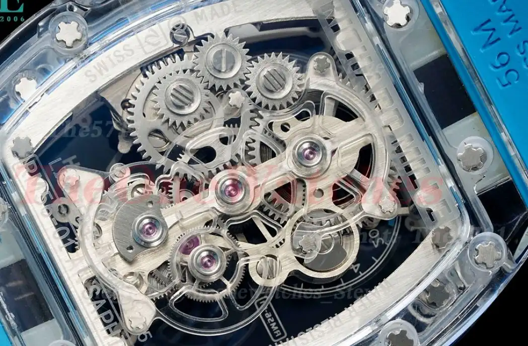 RM56-01 44mm Skeleton Dial on Blue Rubber Strap RMF Tourb