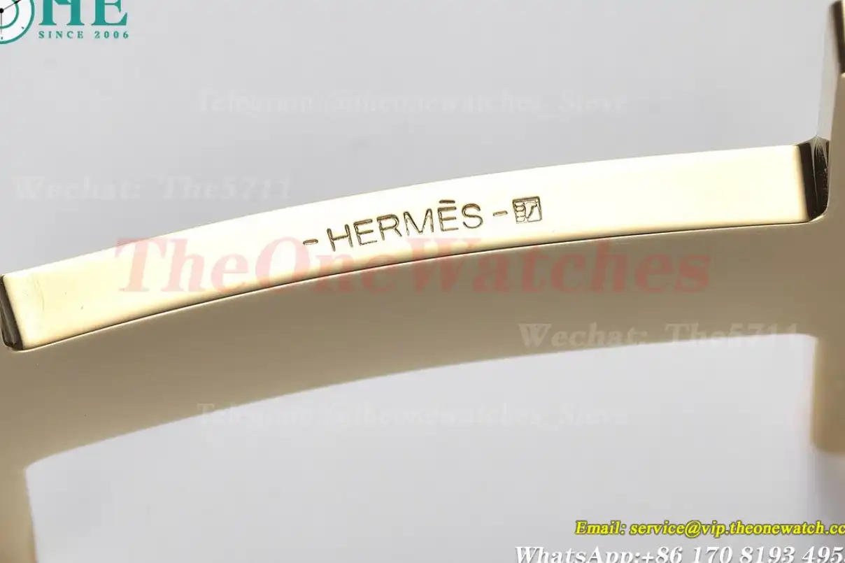 YG Hermes SS Buckle on White Black Leather Belt 3.8cm