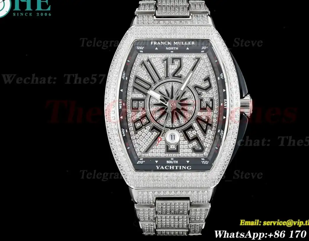 Yachting Mens 44mm Full Diamond SS SS ABF A2824