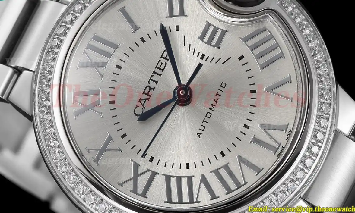 Ballon Bleu De Cartier 33mm SS SS Silver Dial Diamond Bezel GDF NH05