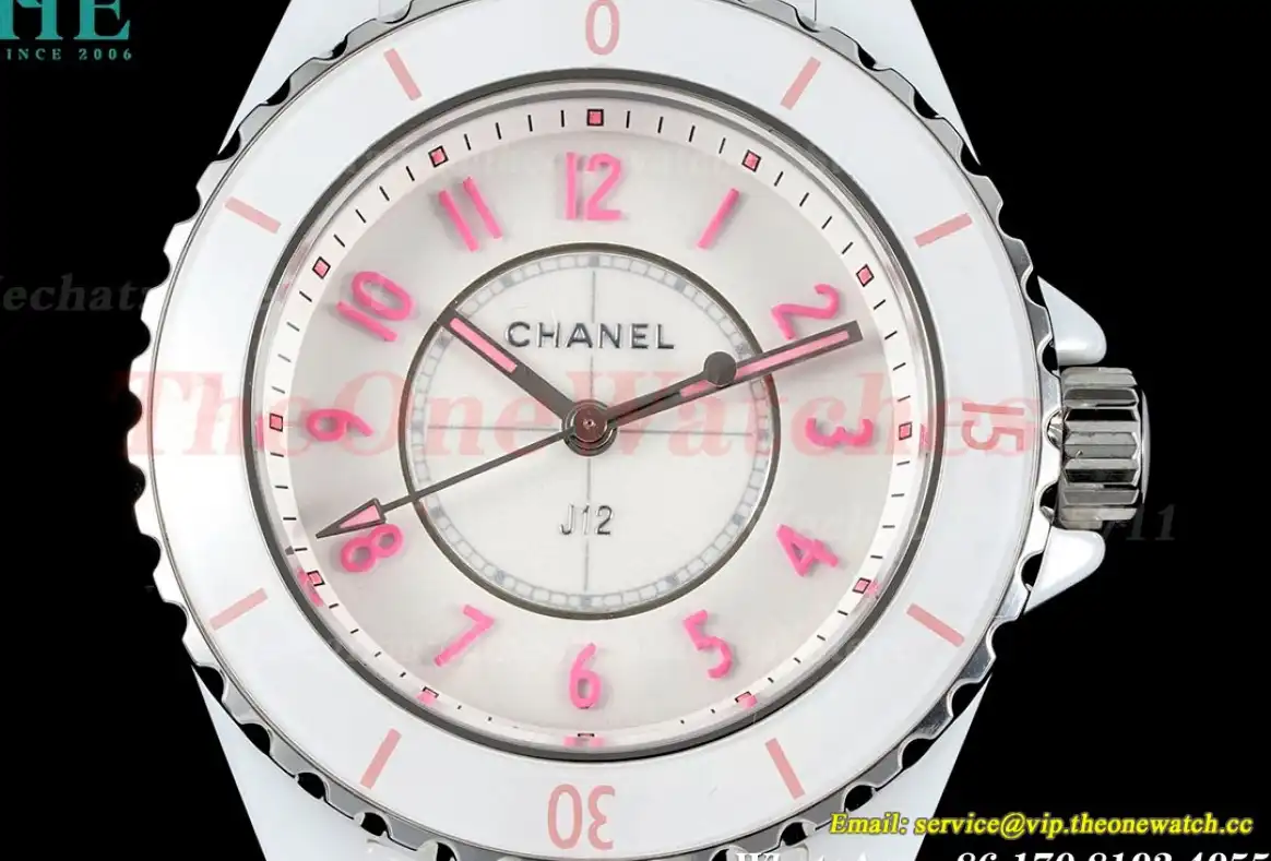 J12 33mm White Ceramic Cer White Pink HTF Quartz