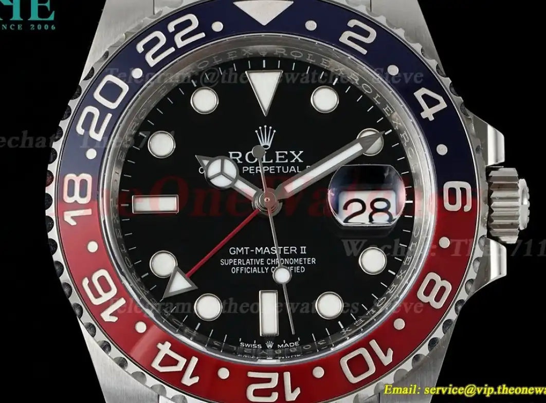 GMT II 126710 Pepsi Jub 40mm SS SS Black Clean V3 DD3285 Super Clone