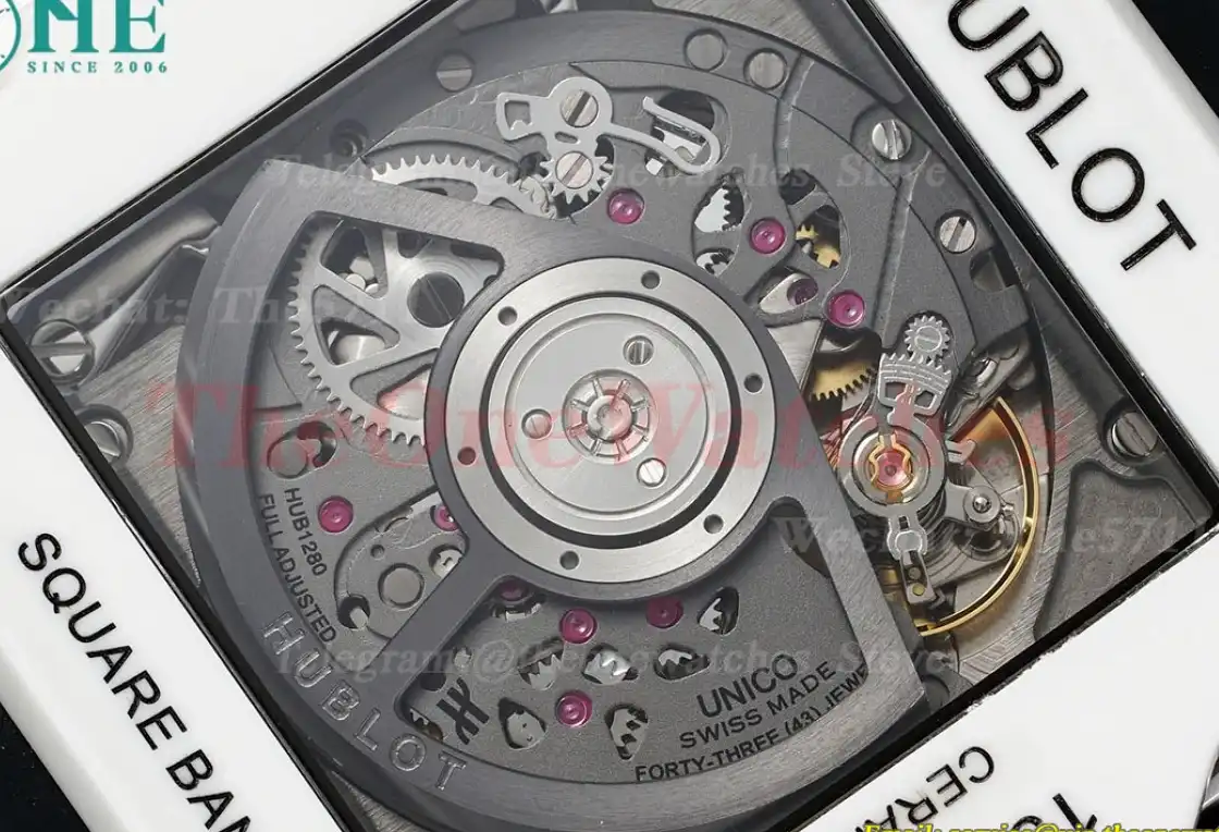 Square Bang Unico 42mm White Cer RU Skeleton Dial BBF HUB1280A