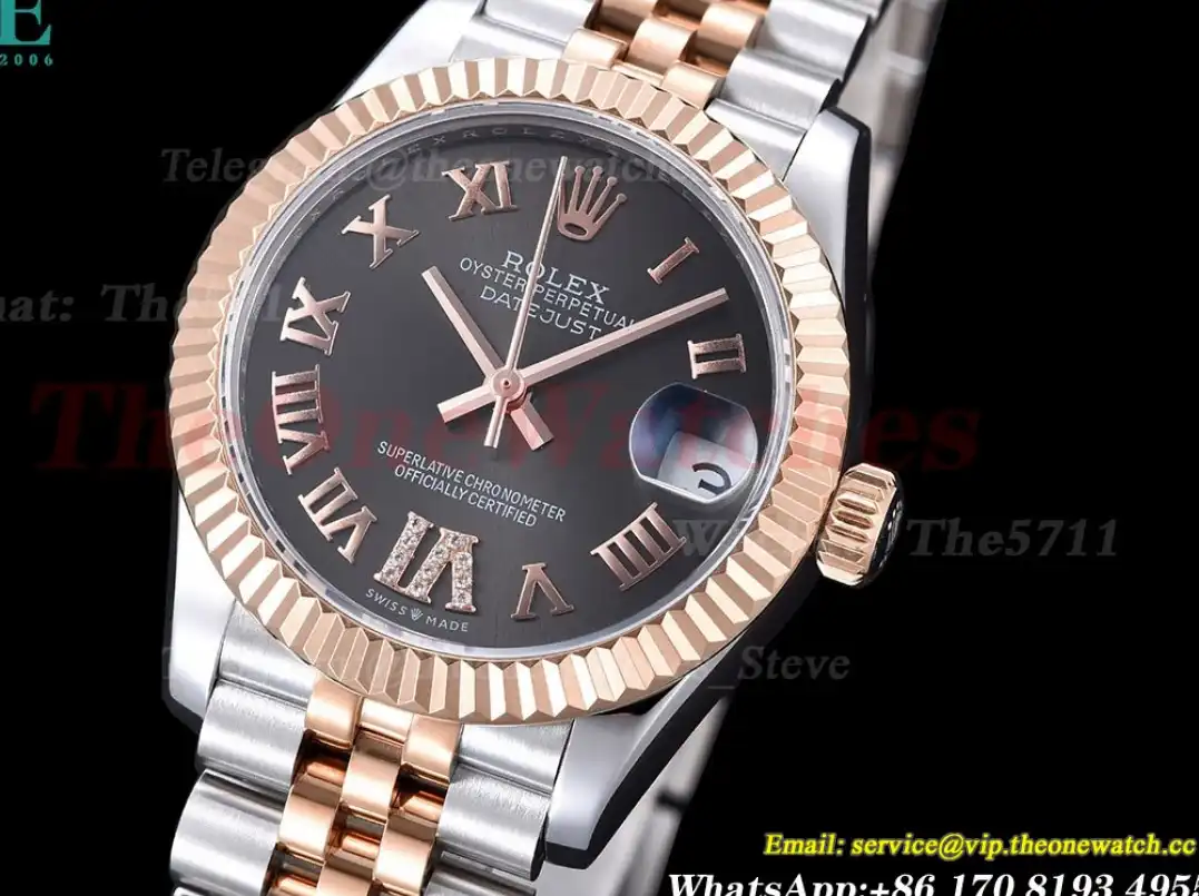 Datejust Ladies 31mm Jubilee RG SS Black Rmn WF A2671