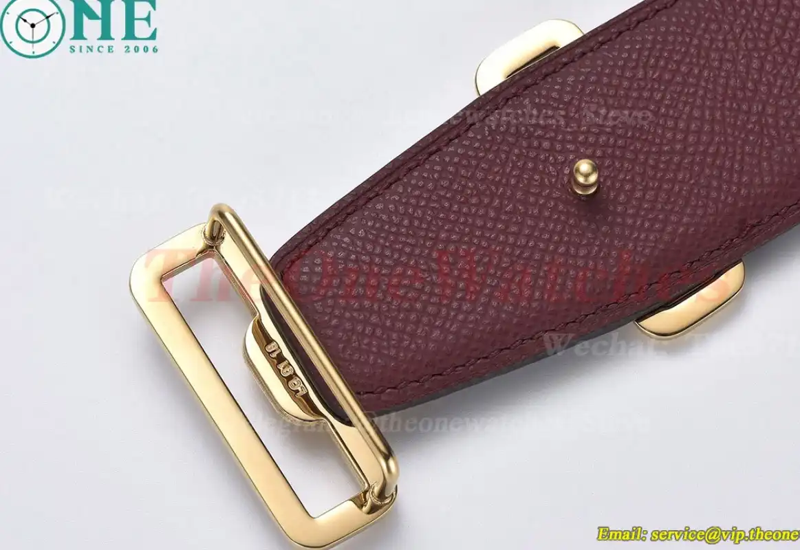 YG Hermes SS Buckle on Red Black Leather Belt 3.8cm