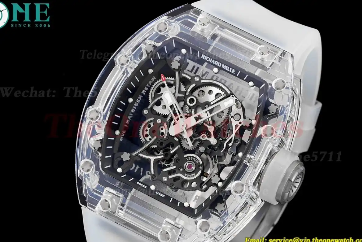 RM055 Transparent  Skeleton Dial on Transparent  Rubber strap Sonic Clone RMUL2